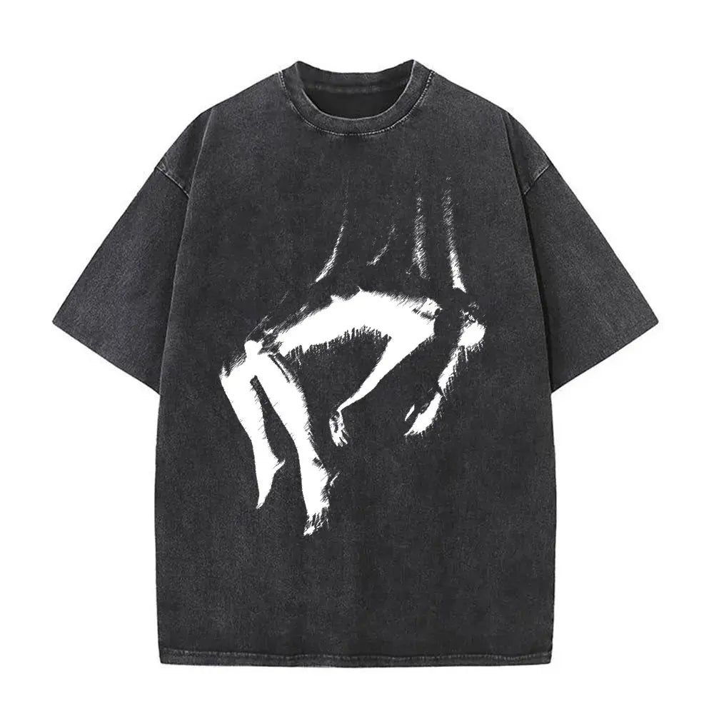 Washed Vintage Catch Em If You Can Car Print T Shirts Men Casual Fishing Lovers Funny Meme T-shirts Male Cotton Oversized Tshirt 3