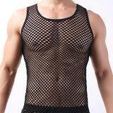 Fishnet Men Sexy Mesh Tank Tops Transparent Sleep Tops 2