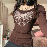 Dark-Academia-Graphic-Print-T-shirt-E-girl-Gothic-Mall-Goth-Alt-Emo-Crop-Top-Y2K