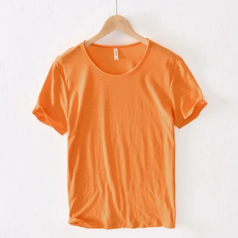 Mens Retro Raw Edge Cotton Tee