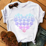 Unisex Colorful Heart & Paw Print T-Shirt