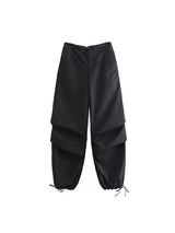 Women Fashion Parachute Cargo Pants Vintage Jogging Trousers High Elastic Waist Female Chic Lady Boot Cut 1