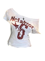 Y2k Sport Summer Off shoulder Top Women Sexy Vintage 2000s Short sleeve T shirt  Lady Body Basic Crop Top Female Casual 3