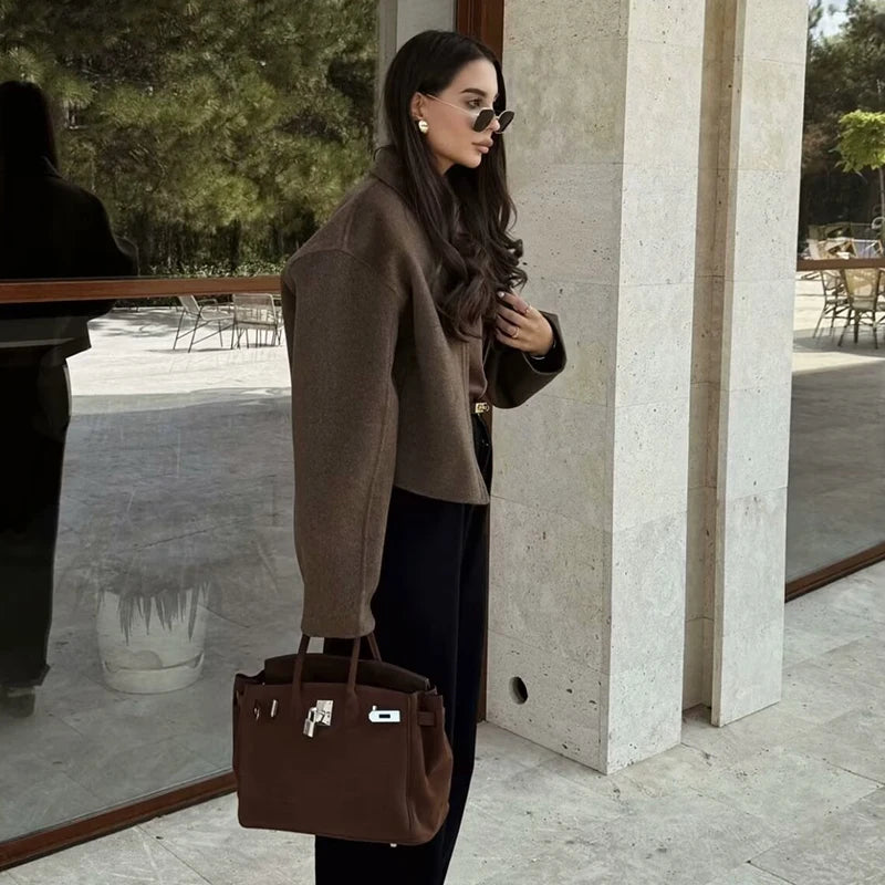 Autumn Jackets Women's 2025 New Coats Chic Loose Lapel Warm Street Women's Jackets Simple Casual Joker Youth Outerwear 3