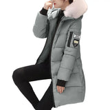 Fashion Women Winter Cotton Coat Parka Thickened Padded Stuffed Hooded Mid Length 5