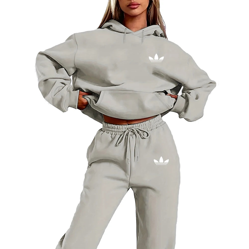 Letter Printed Women Hoodie set Street Hip Hop Clothing Casual Female 2pcs Clothing Plush sweatshirt Perfect for Outdoor 5