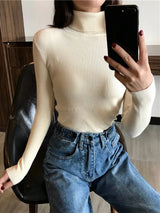 2024 Autumn Winter Thick Sweater Women Knitted Ribbed Pullover Sweater Long Sleeve Turtleneck Slim Jumper Soft Warm Pull Femme 19