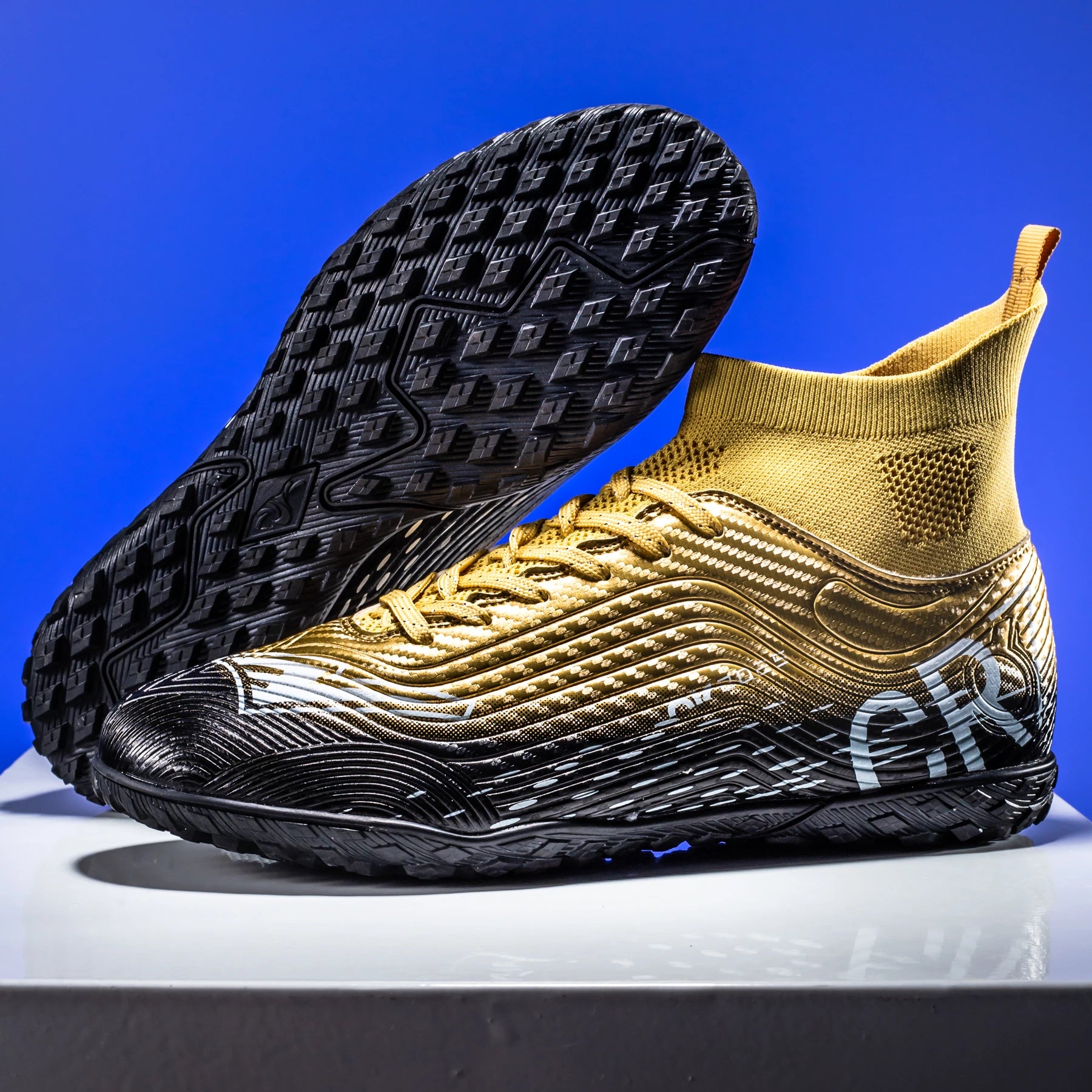 Football Cleats Men, Indoor Outdoor High Top Soccer Shoes Lightweight Shock Resistant Training Boots, Anti-collision Shoe Toe 4