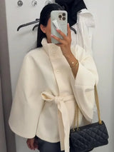 Women’s Elegant Belted Fleece Coat