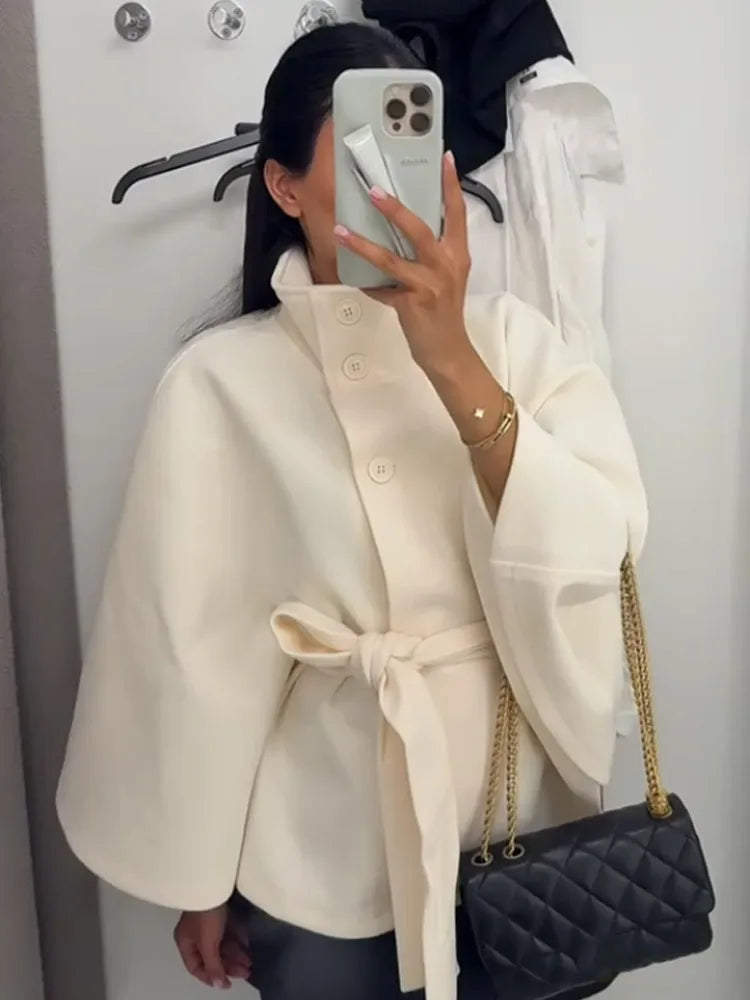 Women’s Elegant Belted Fleece Coat