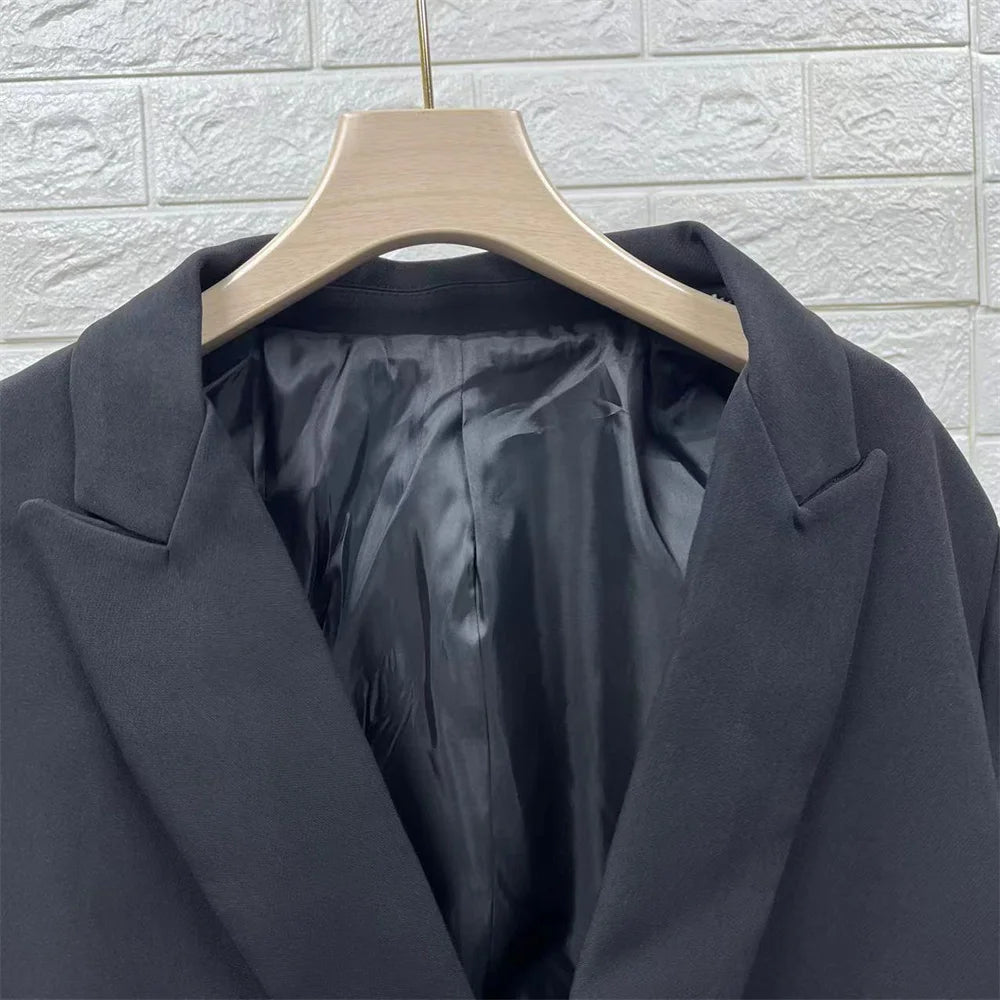 High quality autumn and winter new women's commuting loose fitting double breasted casual suit jacket large suit 6