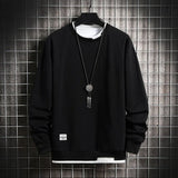Mens Casual Sweatshirts Hoodie Men Fake Two Pieces Multi Color O-Neck Fashion 2