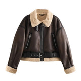 2024 Autumn/Winter New Product Casual Women's Wear Flip Collar Fur Integrated Loose and Versatile Short Jacket Coat 4