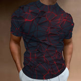 Men’s 3D Line Print Streetwear Tee