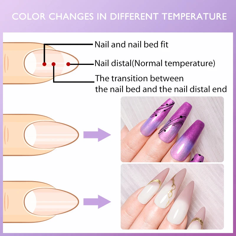 Mtssii 7ml Changing AurorasThermal Rubber Base Gel Nail Polish Nude Purple Glitter Sparking Long Lasting Manicure Art Varnish 6