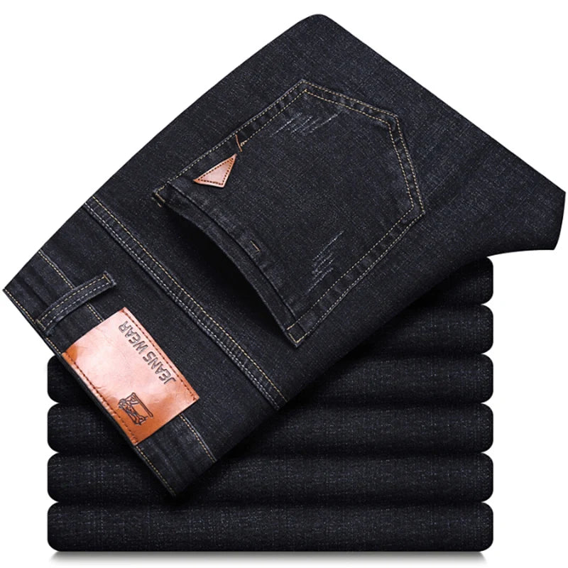 2024 NEW Men's Fashion Business Jeans Classic Style Casual Stretch Slim Jean Pants Male Brand Denim Trousers Black Blue 6