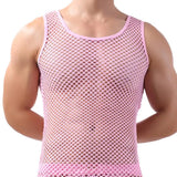 Fishnet Men Sexy Mesh Tank Tops Transparent Sleep Tops 3