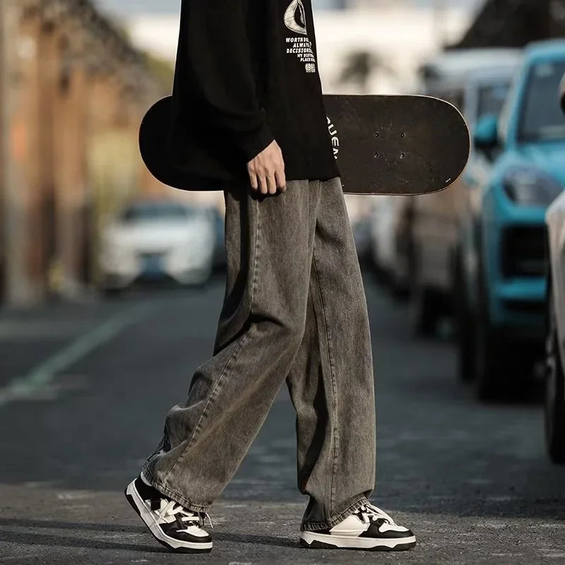 Men's Y2K Flower Printed Baggy Jeans | 2025 Streetwear Wide-Leg Denim Trousers 6