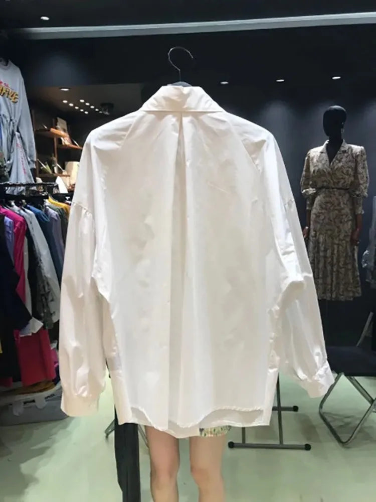 2025 Casual Long-sleeve Shirt Women New Fashion Turn Down Collar Big Button Retro Blouse Female 3