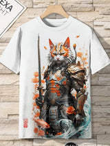 3D Printed Samurai Cat T-Shirt Men - Japanese Style Clothing 3