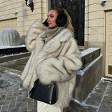 Neo Mint 2024 Winter Ins Hot Fashion Girls Oversized Gradient Fur Coat Women Thick Warm Outerwear Fluffy Faux Fox Fur Jacket 4