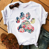 Cartoon Colorful Heart Dog Paw Graphic Print T Shirt 90s Fashion Casual Women Men Short Sleeve Plus Size T Shirt Unisex 6