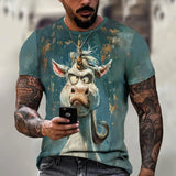 Angry Animal Print Summer Men's T Shirt Casual Short Sleeve Fashion Streetwear Male Oversized Clothing Crew Neck T-Shirts 6