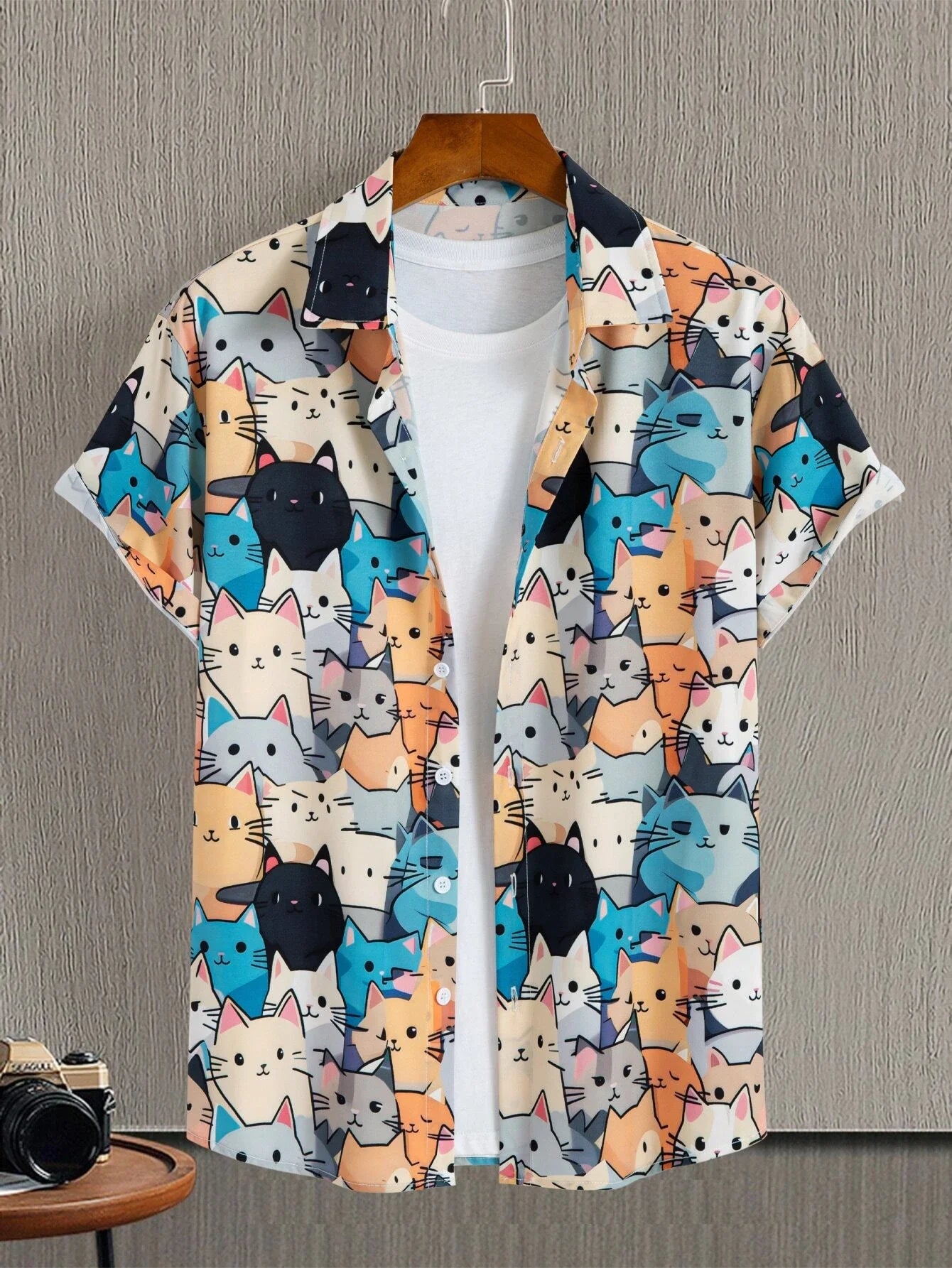 Men's 3D Cat Hawaiian Shirt - Summer Fashion, Short Sleeve