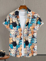 Men's 3D Cat Hawaiian Shirt - Summer Fashion, Short Sleeve
