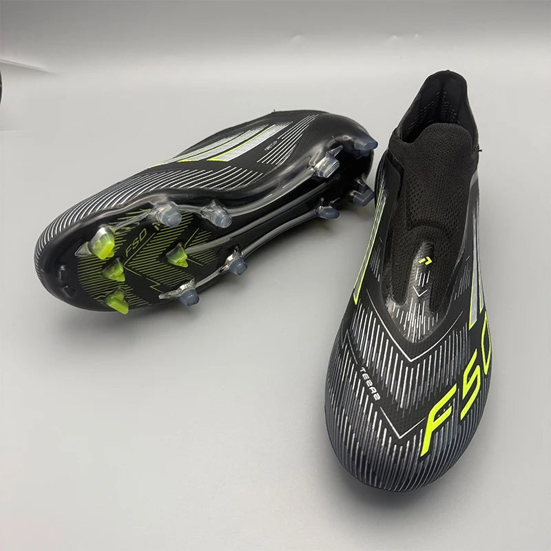 Football Field Boots Professional Non Slip Soccer Shoes Training Society Cleats Football Shoes SLIP-ON  Laceless