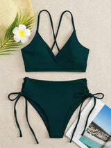 Gemini said Women’s V-Neck Lace-Up Bikini Set