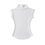 Women Summer Sexy Turtleneck Sleeveless T-Shirts Tops Solid Slim Fit Pullovers Causal Tees Shirts Female Streetwear Basics Tees 5