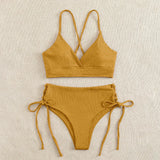 Gemini said Women’s V-Neck Lace-Up Bikini Set