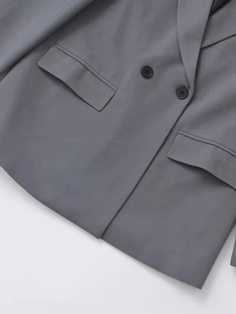 Women's Double Breasted Office Wear Blazer Coat, Long Sleeve, Flap Pockets, Female Outerwear, Chic Tops, Fashion 6