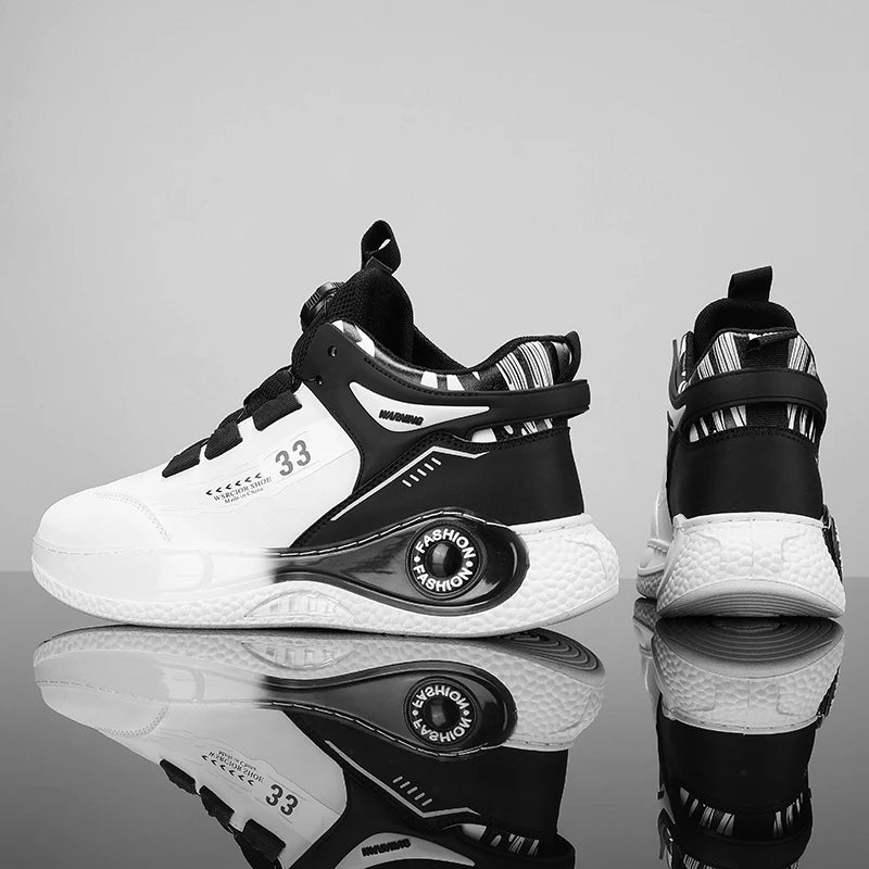Mens Sneakers with Rotating Buckle Comfy Non Slip Lace up Durable Shoes 4
