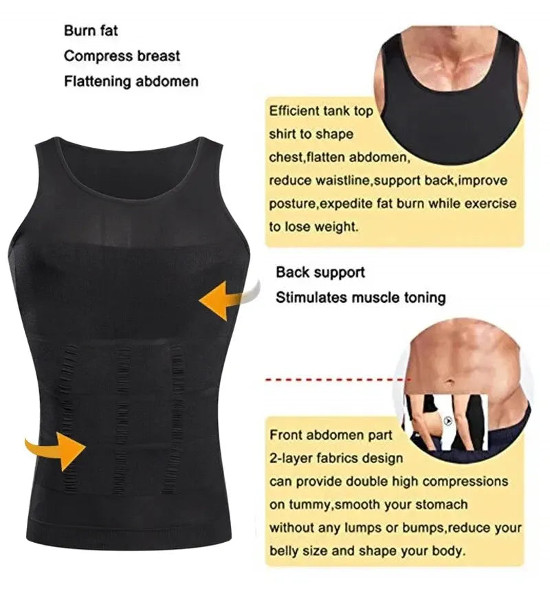Men's Body Shaper Compression Vest | Slimming Undershirt & Waist Trainer for Belly Control 4