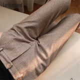 Woolen Pants Women's Harem Pencil Pants 2023 Autumn Winter High Waisted Casual Suit Pants Office Lady Women Trousers 3