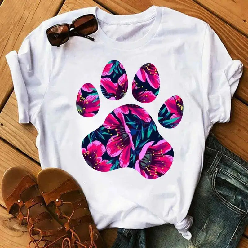 Unisex Colorful Heart & Paw Print T-Shirt