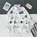 Men Street Fashion Summer Daily Shirt Hawaiian Cartoon Print Casual Loose Shirts 6