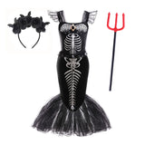 Girls' Gothic Skeleton Mermaid Costume