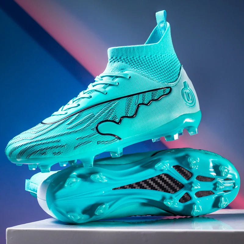 Mens Soccer Cleats Outdoor Lightweight High-Top Training Boots, Professional Athletic Long Spikes and TF Ground Football Shoes 2