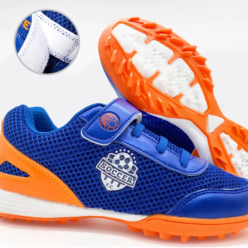 Children Football Shoes Soccer Boots Kids Boy Girl Sneakers New Leather High Top Soccer Cleats Training Outdoor Hook & Loop Mesh 3