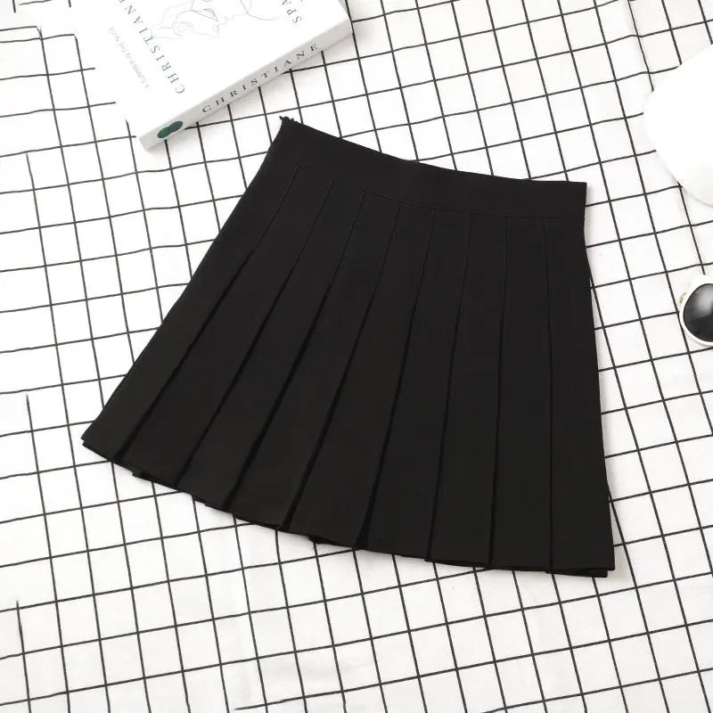 Brown Skirt Ladies 2022 Summer Clothes Women's High Waist Harajuku Korean Style Black Mini Pleated Skirt For School Girl Uniform 7