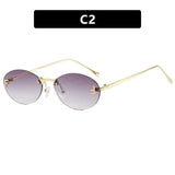 Retro Rimless Oval Cat-Eye Sunglasses