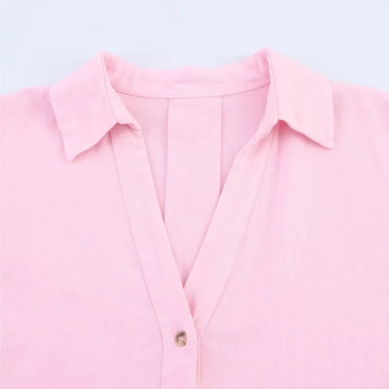 HipSeam Wide Sleeved Shirt Women Spring Asymmetric Hem Button Women's Shirts Simple Lady Johnny Collar Linen Shirts & Blouses 4