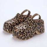 Leopard Platform Clogs for Women: Chunky Wedge Sandals with Closed Toe - Summer 2023