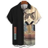 Fashion-Men-s-Clothing-Cool-Samurai-Cat-Tops-Summer-New-Men-s-Clothing-Casual-Short-Sleeved