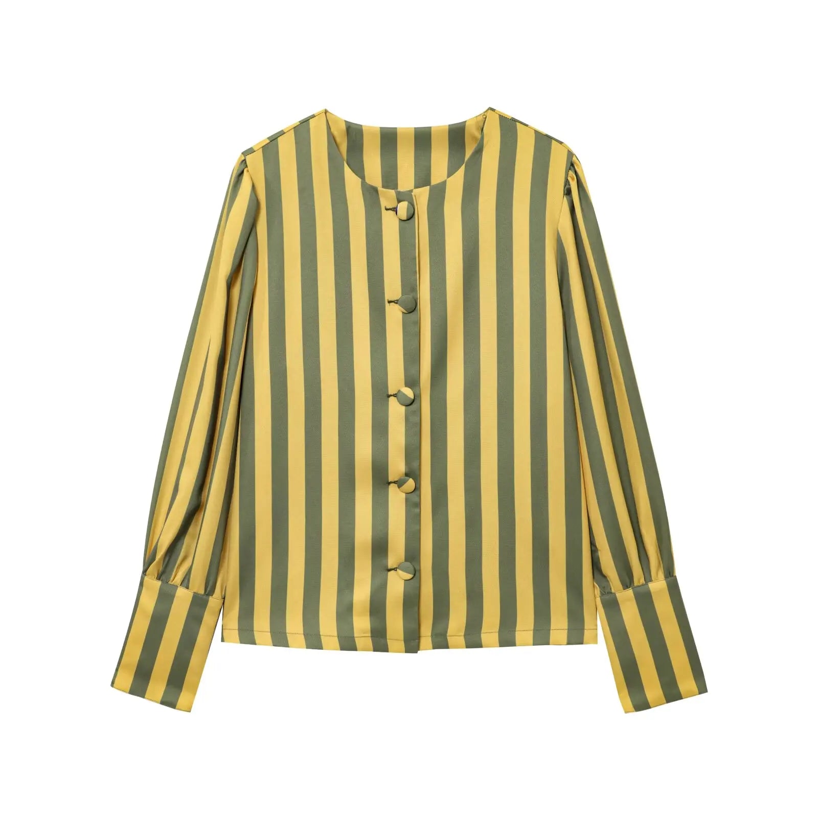 Women’s Striped Bubble-Sleeve Blouse