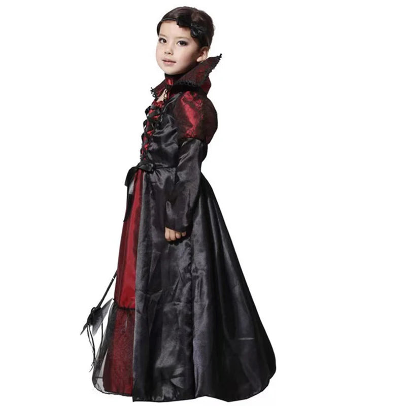 2025 Girls Halloween Cosplay Ghost Bride Dress Kids Carnival Party Children Gothic Vampire Costume Dress Clothing 2