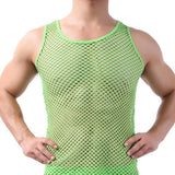Fishnet Men Sexy Mesh Tank Tops Transparent Sleep Tops 4